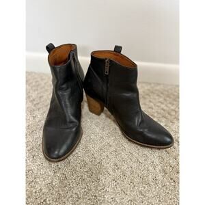 Madewell Womens Billie Boot Size 7.5 Black Leather Block Heel Western Bootie